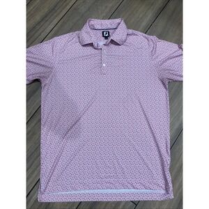 Footjoy Mens Golf Polo Shirt Size L Pink Pattern